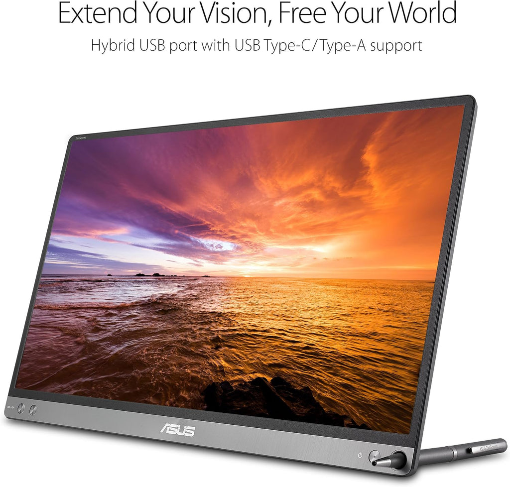 ASUS ZenScreen 15.6' 1080P Portable USB Monitor (MB16AC) - Full HD (1920 x 1080), IPS, USB Type-C, Eye Care, Smart Case, External Screen for Laptop, 3-Year Warranty
