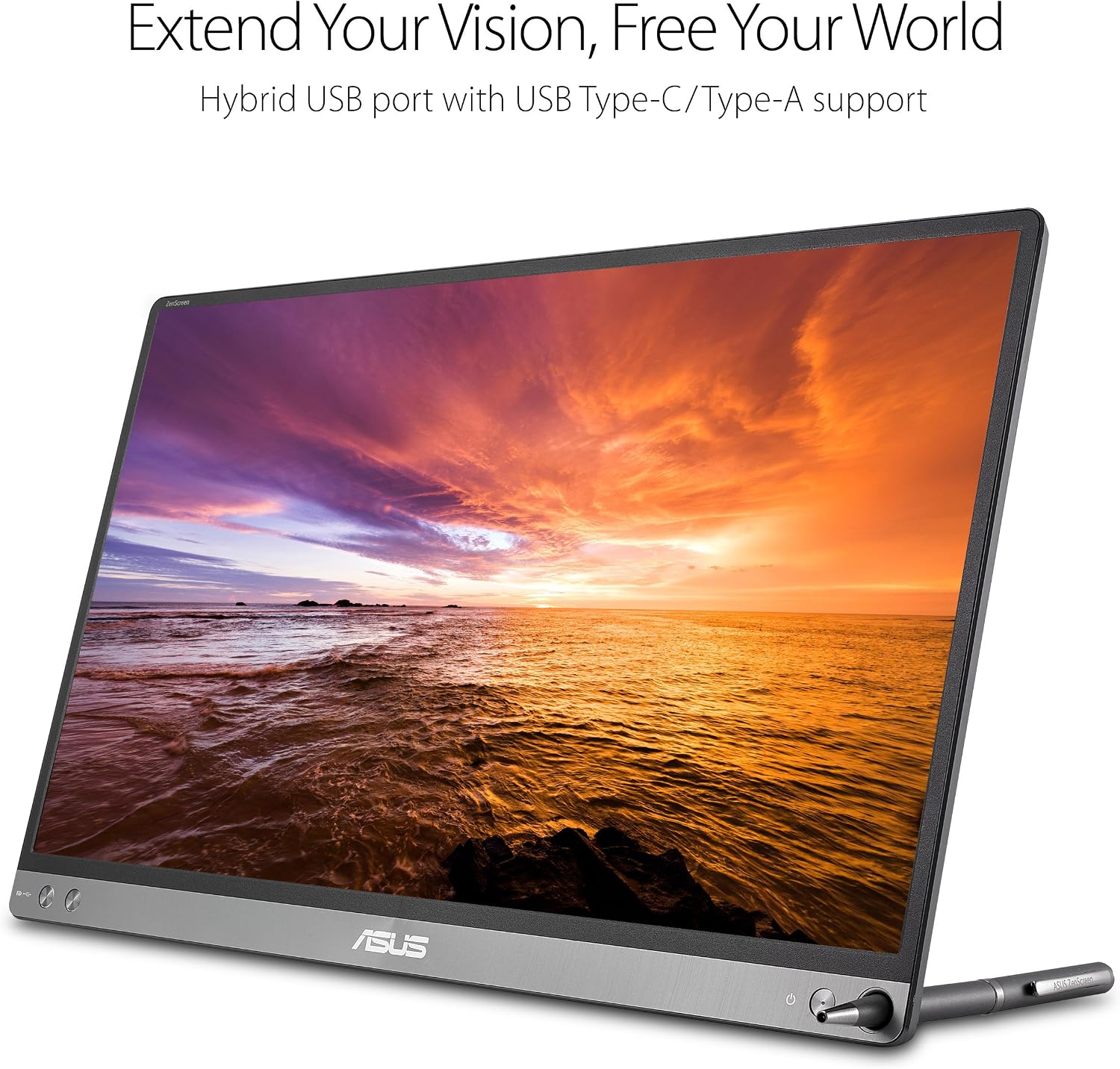 ASUS ZenScreen 15.6' 1080P Portable USB Monitor (MB16AC) - Full HD (1920 x 1080), IPS, USB Type-C, Eye Care, Smart Case, External Screen for Laptop, 3-Year Warranty