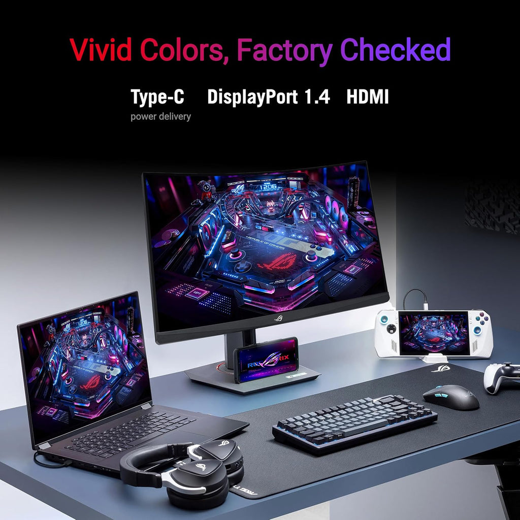 ASUS ROG Strix 27' 1440P USB-C Curved HDR Gaming Monitor (XG27WCMS) - QHD, 280Hz, 1ms, Fast VA, Extreme Low Motion Blur Sync, FreeSync Premium, DisplayWidget, Tripod Socket, AI Gaming, 3yr Warranty
