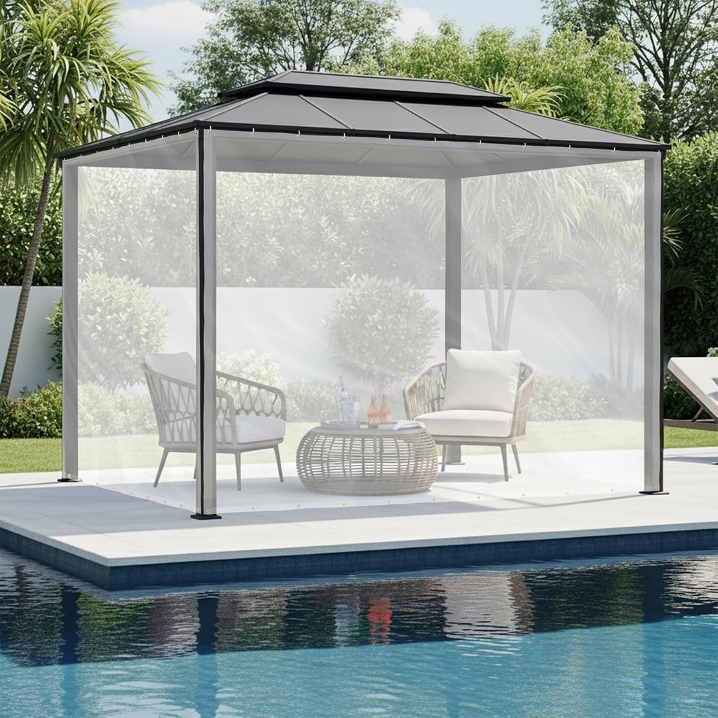 Covers & All Outdoor Clear Curtains for Patio Waterproof – 18 oz Outdoor Tarp Clear Vinyl Curtains, Gazebo Curtains with Brass Grommets for Pergola, Porch & Patio Walls for Winter (15 x 7 ft)