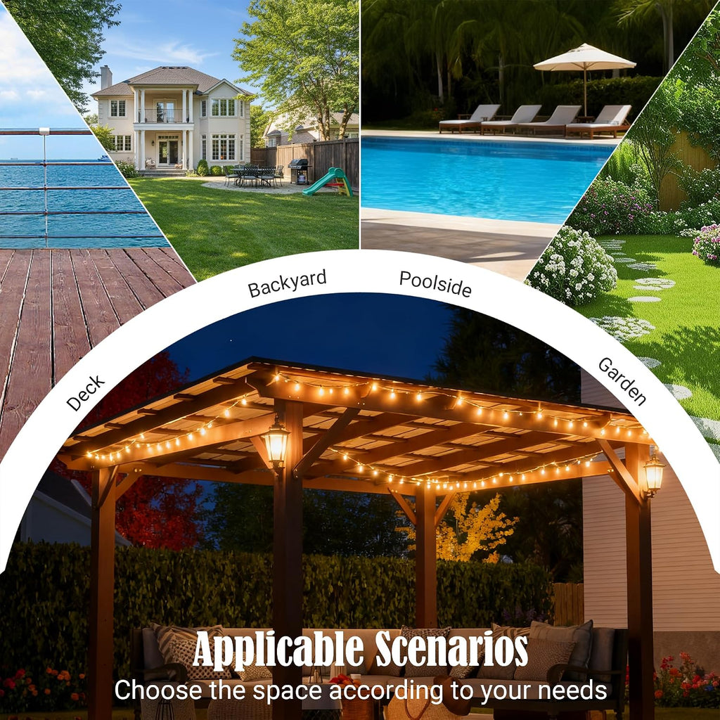 10' x 13' Hardtop Gazebo, Outdoor Pergola with Metal Roof, Grill Gazebo with Wooden Frame & Galvanized Steel Lean to Canopy, Pavilion for Patio, BBQ,Backyard, Garden, fir Wood