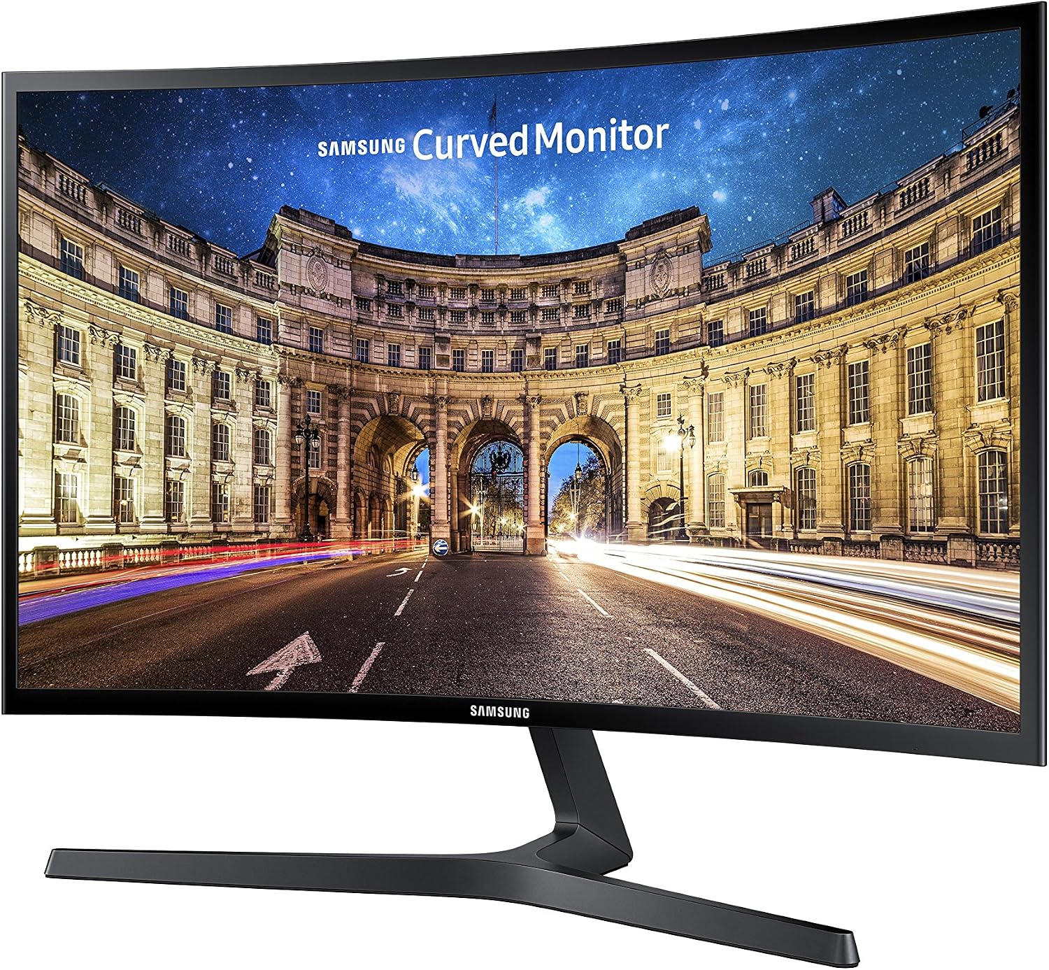 SAMSUNG 27' CF39 Series FHD 1080p Curved Computer Monitor, Ultra Slim Design, AMD FreeSync, 4ms response, HDMI, DisplayPort, VESA Compatible, Wide Viewing Angle, LC27F398FWNXZA, Black
