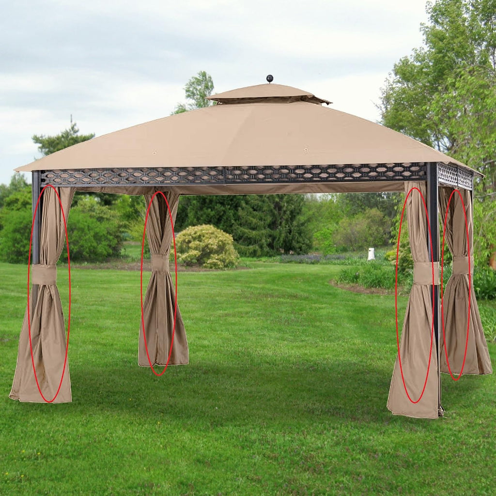Garden Winds Replacement Privacy Curtain Set for The Wilson Fisher L-GZ1188PST, A111007100 Pinehurst Gazebo - Standard 350 Fabric - Will NOT FIT Oakmont Gazebo