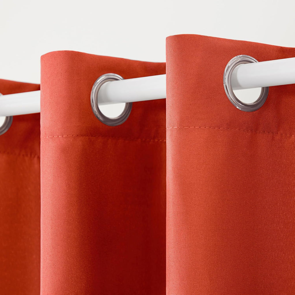 TOWN & COUNTRY BASICS Cabana Solid Heavyweight Indoor Outdoor Curtains, Light Filtering Opacity with Grommet Top, Water Repellent, 54'x84', Mecca Orange (Pack of 12)