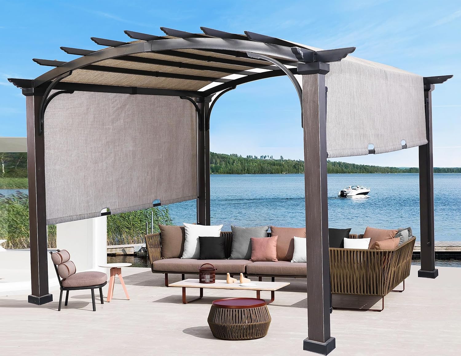 SCOCANOPY Replacement Sling Top Compatible with Lowe's Allen + roth 10 ft x 10 ft Freestanding Pergola, L-PG152PST-B (Size: 200' (L) x 103' (W)),Gray