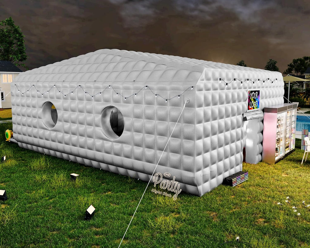 SPECRAFT 33x20x13 FT Large Inflatable Night Club Tent for Adults, Space Capsule Inflatable Nightclub with 6 Windows & Movie Screen Hooks, Event Tent for Backyard Party, Silver