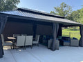 PURPLE LEAF 12' X 24' Large Gazebo with Galvanized Steel Double Roof Outdoor Patio Gazebo for Lawn and Garden Grey