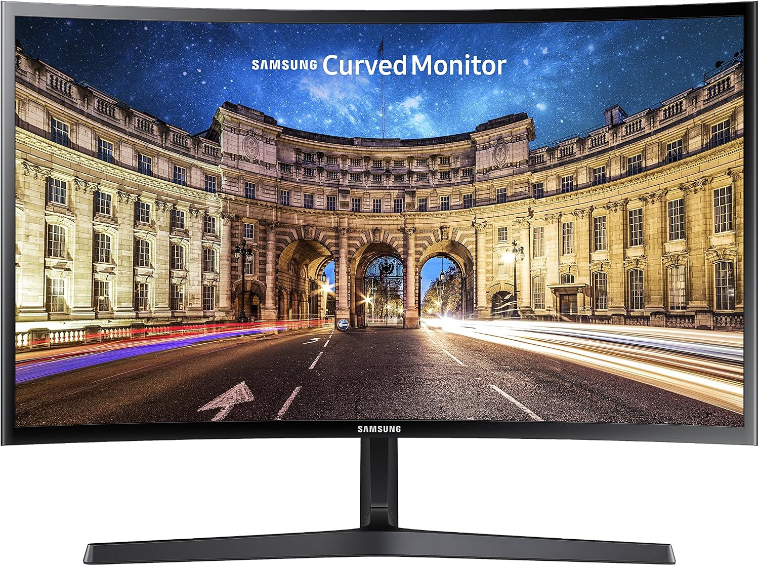 SAMSUNG 27' CF39 Series FHD 1080p Curved Computer Monitor, Ultra Slim Design, AMD FreeSync, 4ms response, HDMI, DisplayPort, VESA Compatible, Wide Viewing Angle, LC27F398FWNXZA, Black
