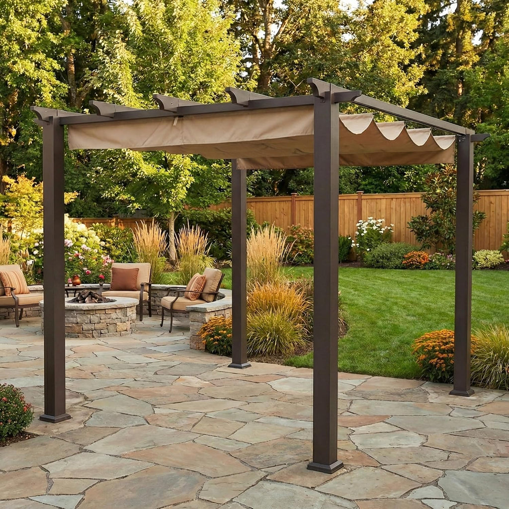 Garden Winds Reinforced RipLock 350 Replacement Canopy Top Cover Compatible with BHG, Meritmoor 9' x 9' Pergola Models BH19-092-099-45, BH17-092-099-59 - Beige