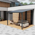 OC Orange-Casual 10x10 FT Patio All-Iron Gazebo,Hard Top Lean to Gazebo Pergola with Roof, Wall Mounted Heavy Duty Awnings, for Outdoor, Backyard, Deck