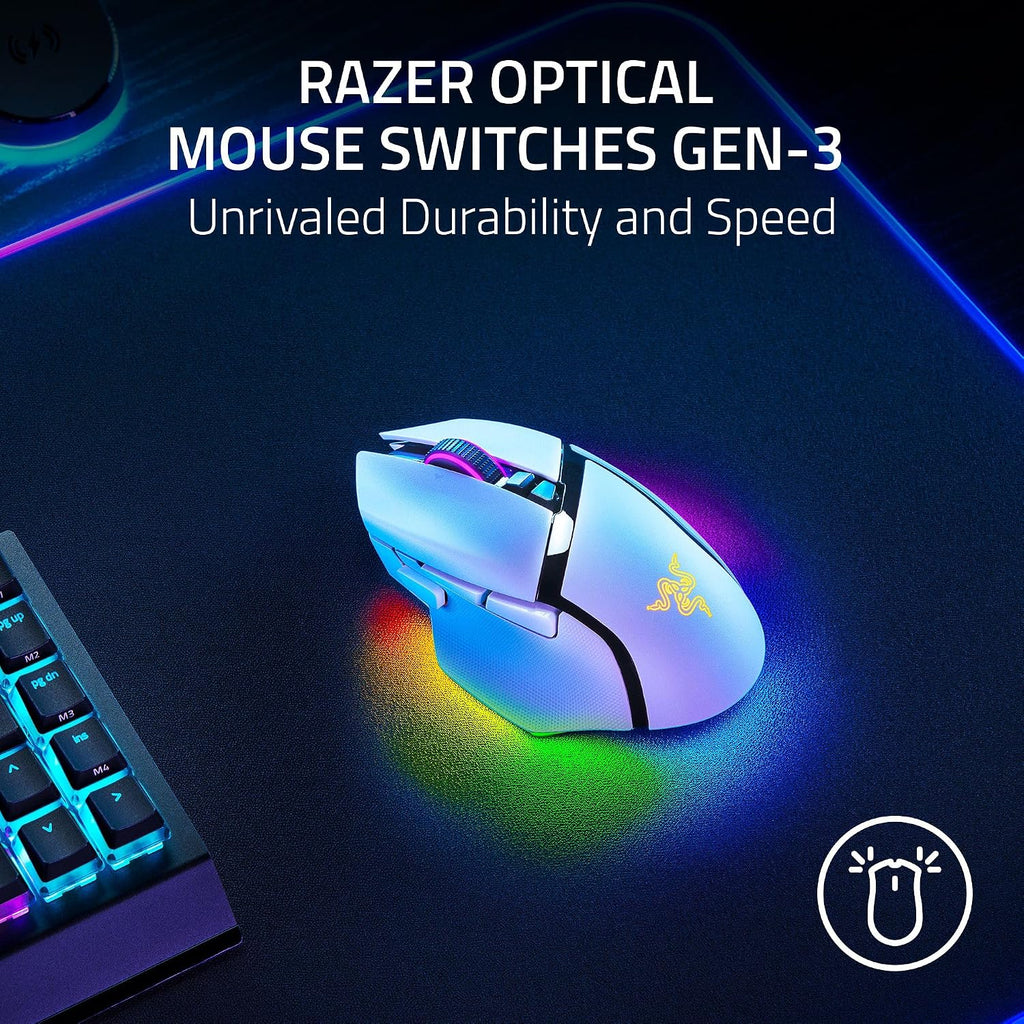 Razer Basilisk V3 Pro 35K Wireless Gaming Mouse: HyperScroll Tilt Wheel - 35K DPI Optical Sensor Gen 2-13 Customizable Controls - Chroma RGB - Optical Switches Gen 3 - Up to 140 Hr Battery - White