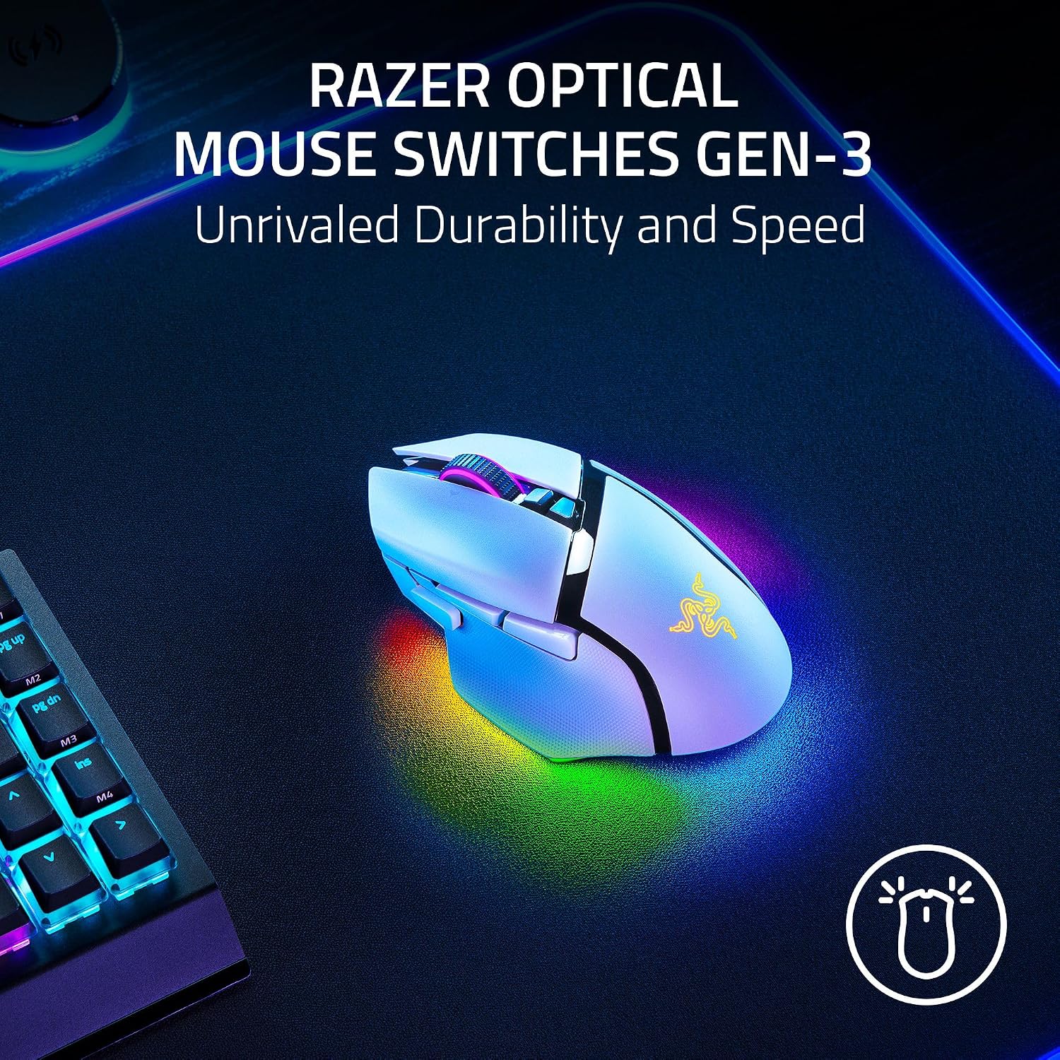 Razer Basilisk V3 Pro 35K Wireless Gaming Mouse: HyperScroll Tilt Wheel - 35K DPI Optical Sensor Gen 2-13 Customizable Controls - Chroma RGB - Optical Switches Gen 3 - Up to 140 Hr Battery - White