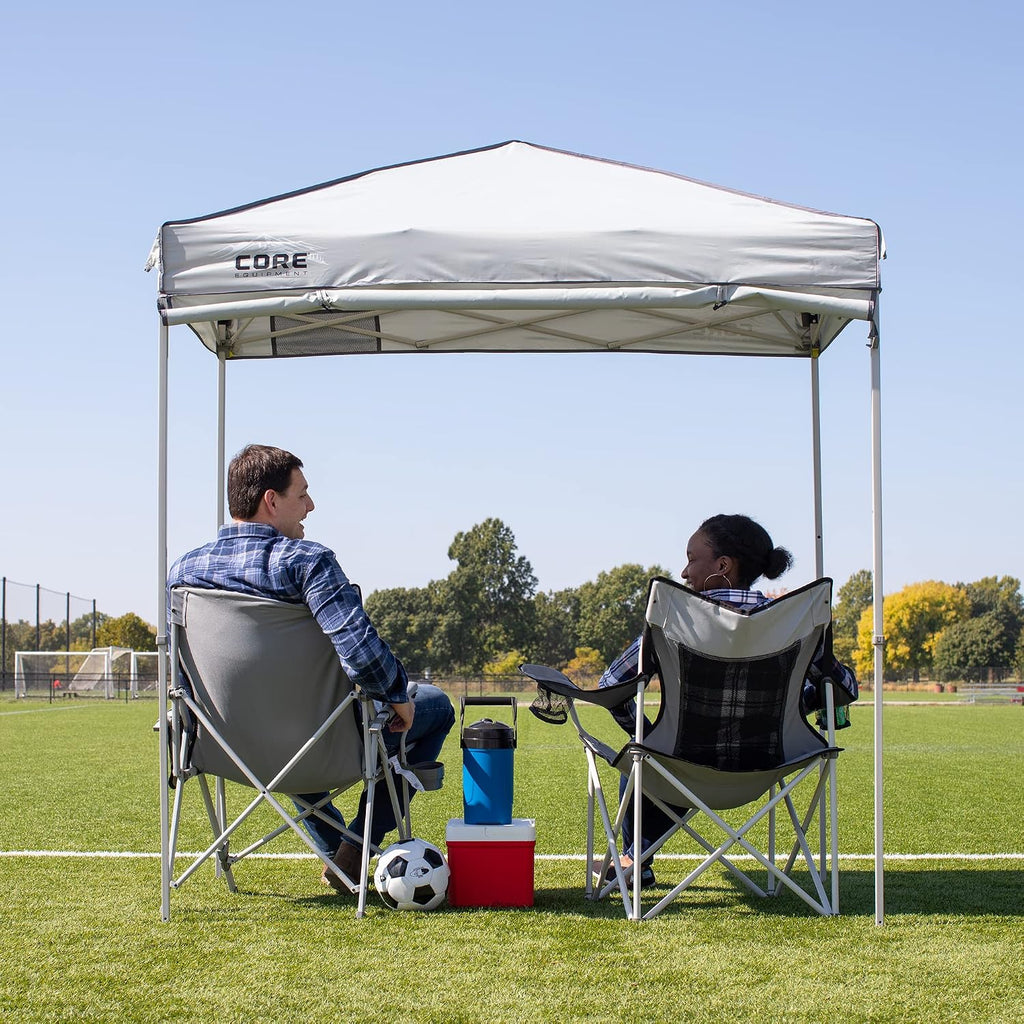 Core Instant Straight Leg Canopy Tent with Adjustable Sun Wall, 6 ft x 4 ft , Gray