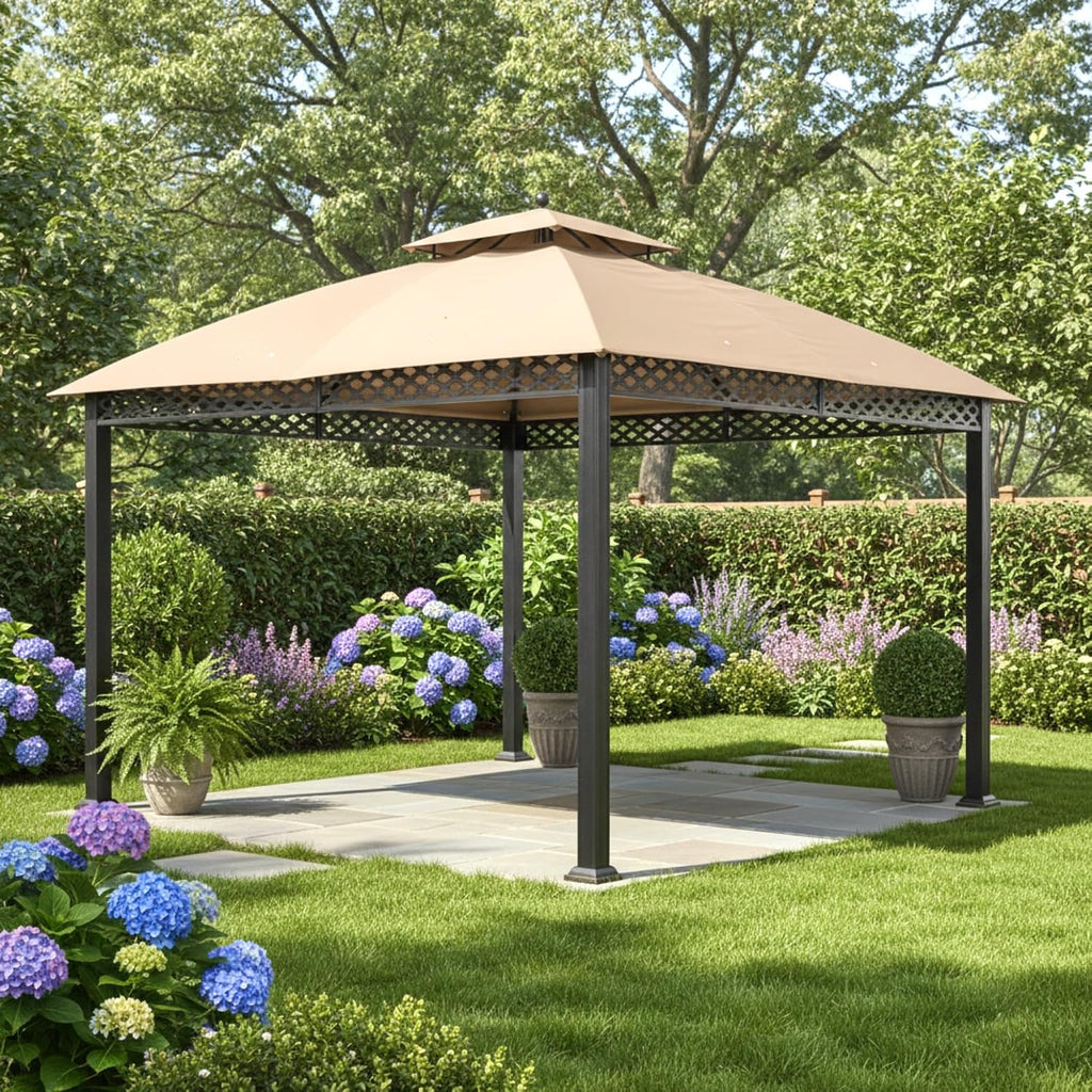 Garden Winds Reinforced Replacement Canopy Top Cover Compatible with The L-GZ1188PST-A Oakmont 10' x 12' Gazebo, Classic Sand, Riplock 350