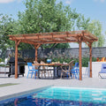 12' x 10' Outdoor Wood Pergola, Wooden Patio Pergola Gazebo Sunshade for Climbing Plant Support, Garden, Patio, Backyard, Deck, Brown