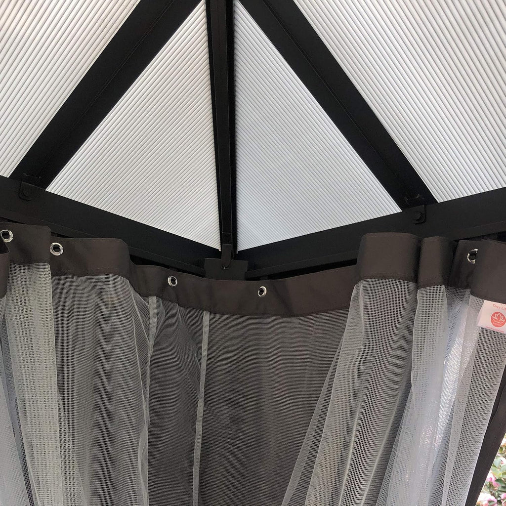 Kozyard Permanent Aluminum Hardtop Gazebo with Composite Polycarbonate Top for Outdoor Patio Lawn and Garden, Curtains and Netting Included (Edward 10ftx12ft)
