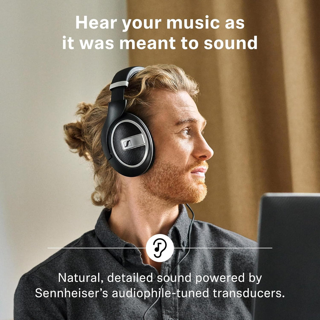 Sennheiser HD 599 SE Open-Back Headphones, Premium Design, Natural Balanced Audio, Comfortable Fit, Wired Headphones for Music, Gaming, School, Work, Black