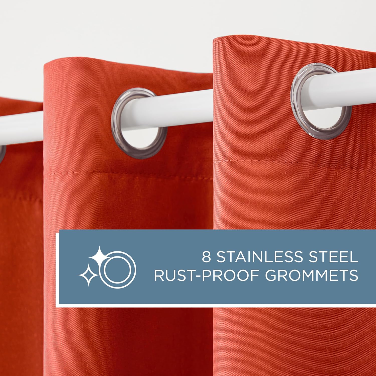 TOWN & COUNTRY BASICS Cabana Solid Heavyweight Indoor Outdoor Curtains, Light Filtering Opacity with Grommet Top, Water Repellent, 54'x84', Mecca Orange (Pack of 12)