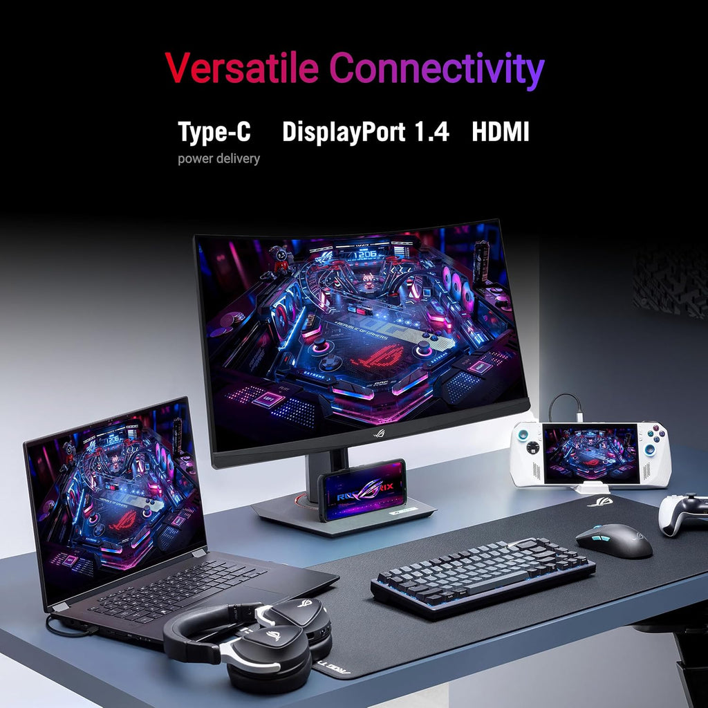 ASUS ROG Strix 32' 1440P USB-C Curved HDR Gaming Monitor (XG32WCS) - QHD, 180Hz, 1ms, Fast VA, Extreme Low Motion Blur Sync, FreeSync, DisplayWidget, Tripod Socket, AI Technology, 3 yr Warranty