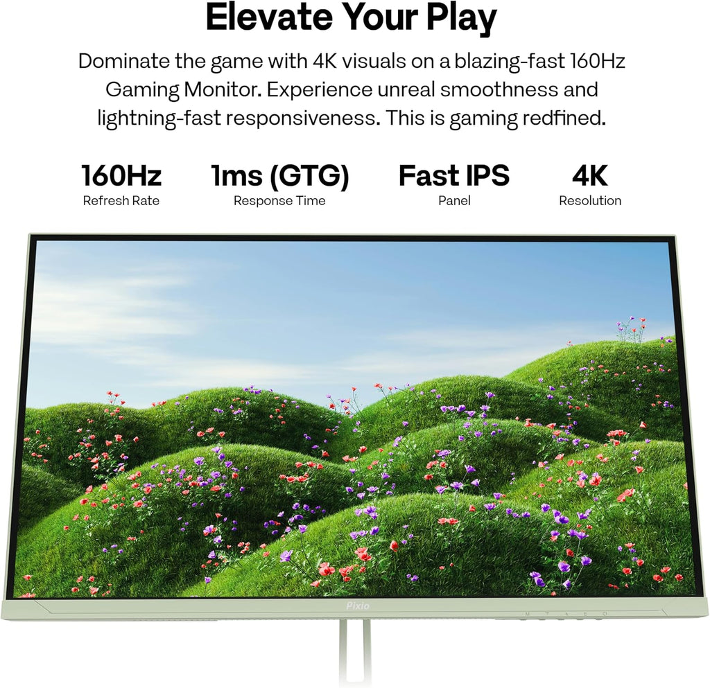 Pixio PX27U Wave Mint Green 27 inch 160Hz Refresh Rate 4K 3840x2160p Resolution Fast IPS Panel 1ms GTG Response Time Black Tilt Adjustable Gaming Monitor with Adaptive Sync