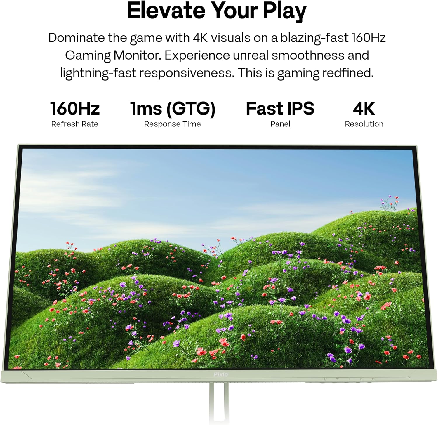 Pixio PX27U Wave Mint Green 27 inch 160Hz Refresh Rate 4K 3840x2160p Resolution Fast IPS Panel 1ms GTG Response Time Black Tilt Adjustable Gaming Monitor with Adaptive Sync