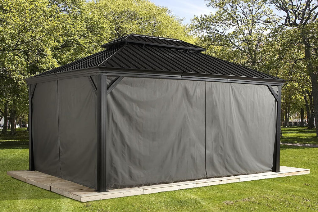 Sojag Grey Curtains for Monaco/Messina/Mykonos Gazebos, 12 ft. x 16 ft., Spun Polyester, Outdoor Shades
