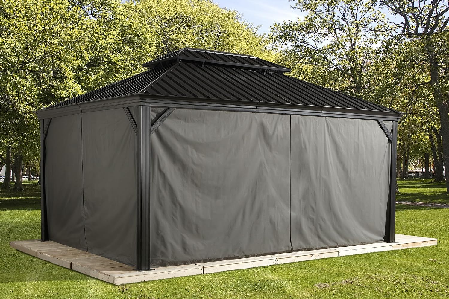 Sojag Grey Curtains for Monaco/Messina/Mykonos Gazebos, 12 ft. x 16 ft., Spun Polyester, Outdoor Shades