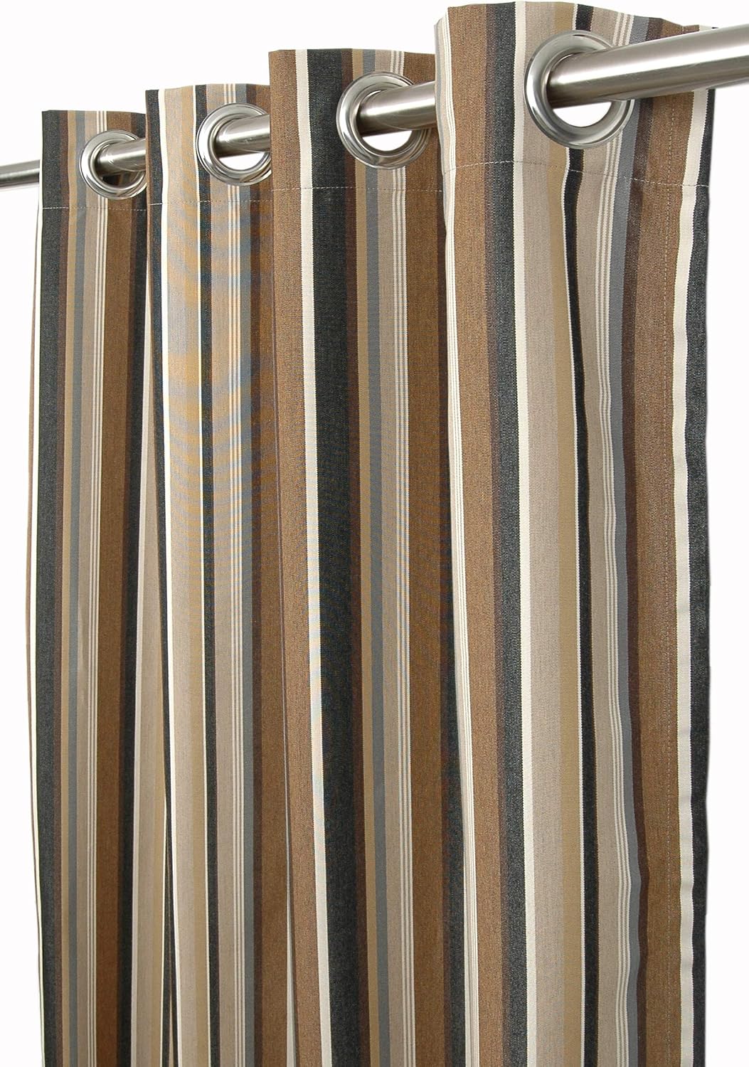 Outdoor/Indoor Sunbrella Curtain 108 inch x 50 inch with 8 Stainless Steel Grommets Capital Espresso Stripe