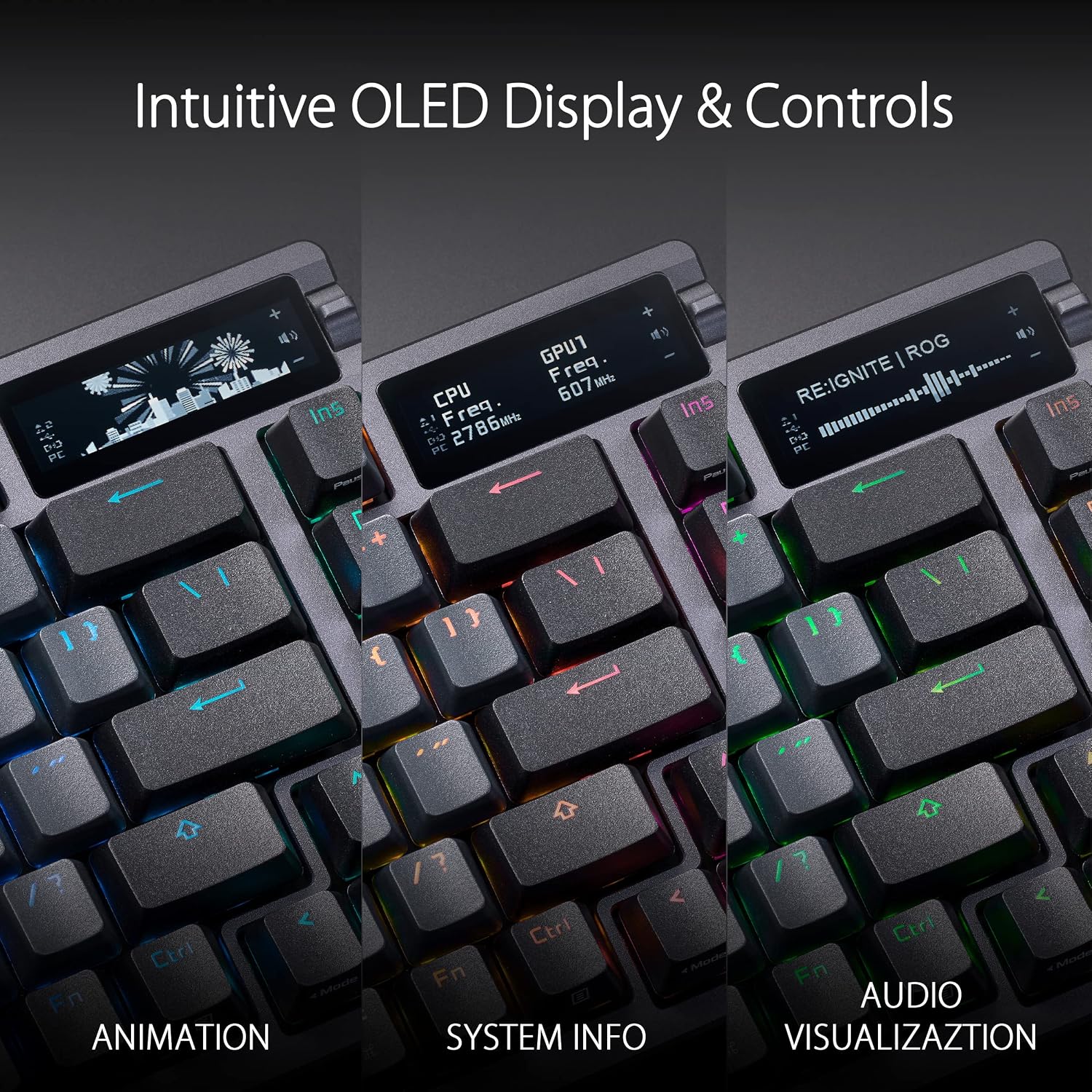 ASUS ROG Azoth Wireless Mechanical Gaming Keyboard – 75% TKL, Tri-Mode Connectivity, Hot Swappable Pre-lubed ROG NX Storm Clicky Switches, PBT Keycaps, RGB, OLED Display, PC/Mac Support - Black
