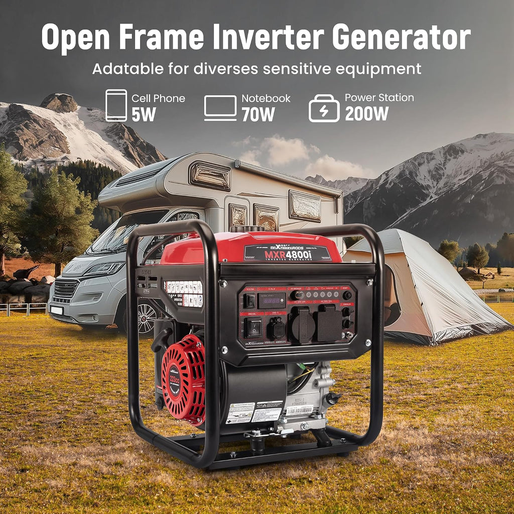 maXpeedingrods 4800 Watt Portable Inverter Generator, Gas Powered Open Frame Generator with ECO Mode, Lightweight for Outdoor Camping, Home Backup, Garden
