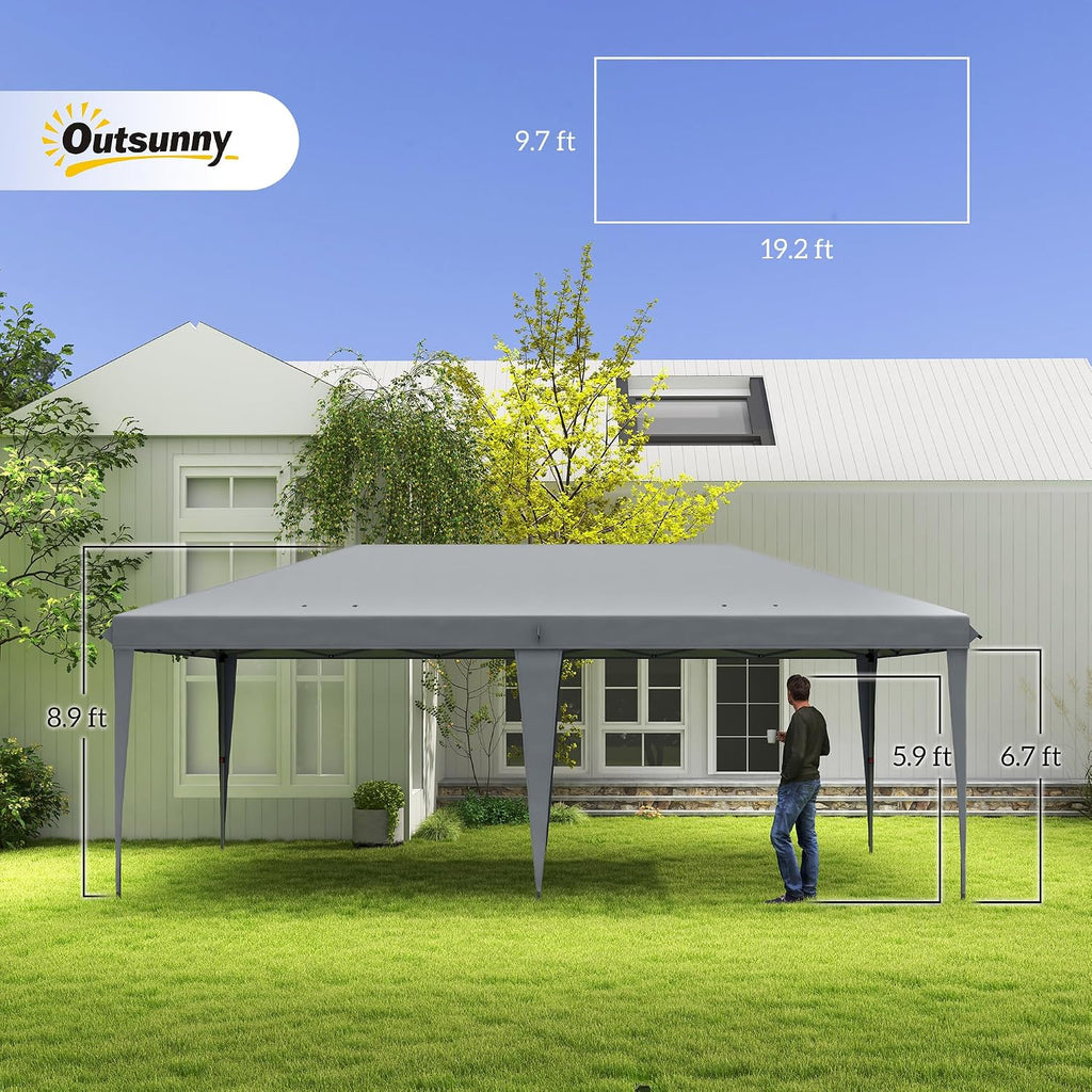 Outsunny 10' x 20' Pop Up Canopy Tent, Upgraded Heavy Duty Tents for Parties, Outdoor Instant Gazebo Sun Shade Shelter with Carry Bag, for Catering, Events, Wedding, Backyard BBQ, Gray