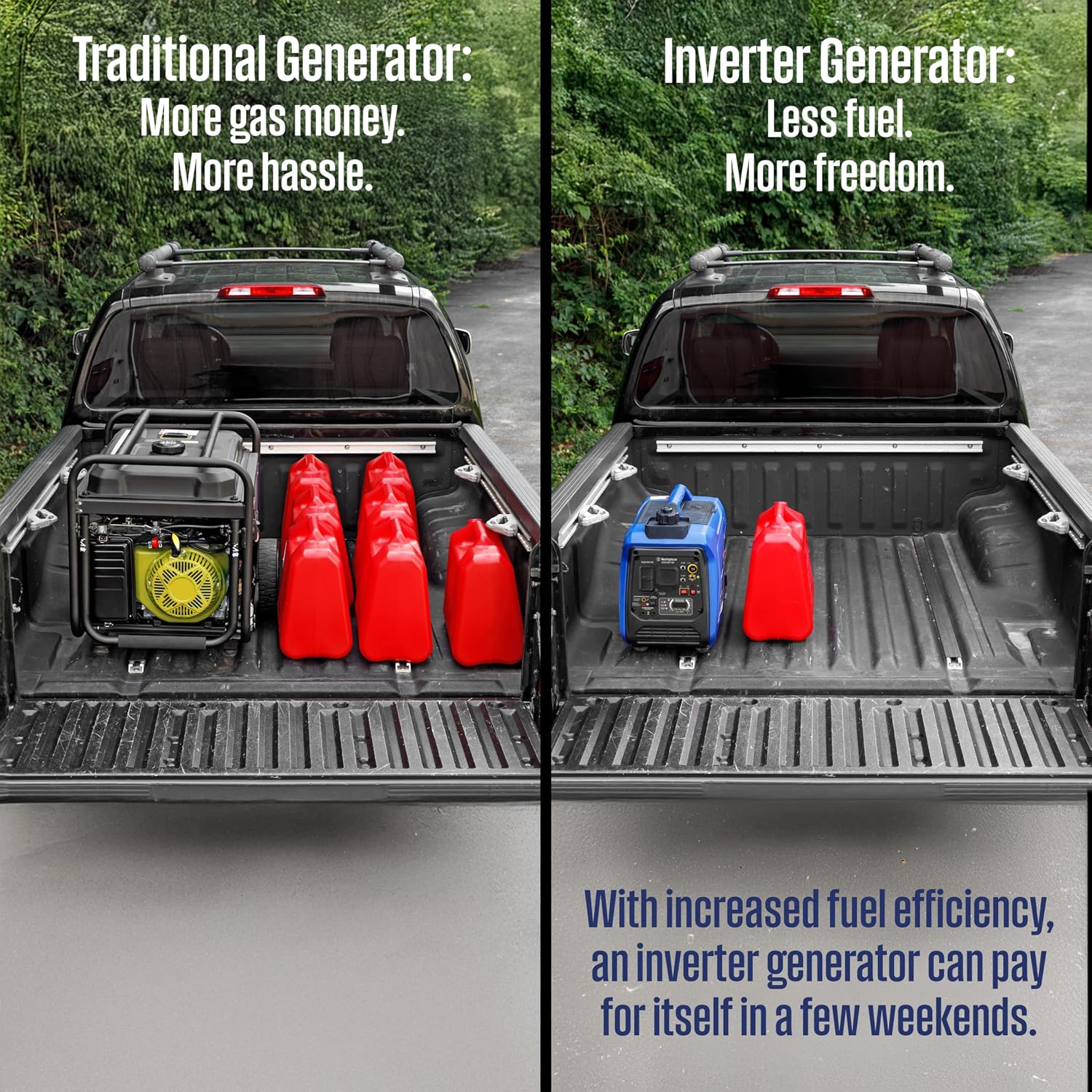 Westinghouse 2800 Peak Watt Super Quiet & Lightweight Dual Fuel Portable Inverter Generator, Gas & Propane Powered, CO Sensor, Parallel Capable, Long Run Time