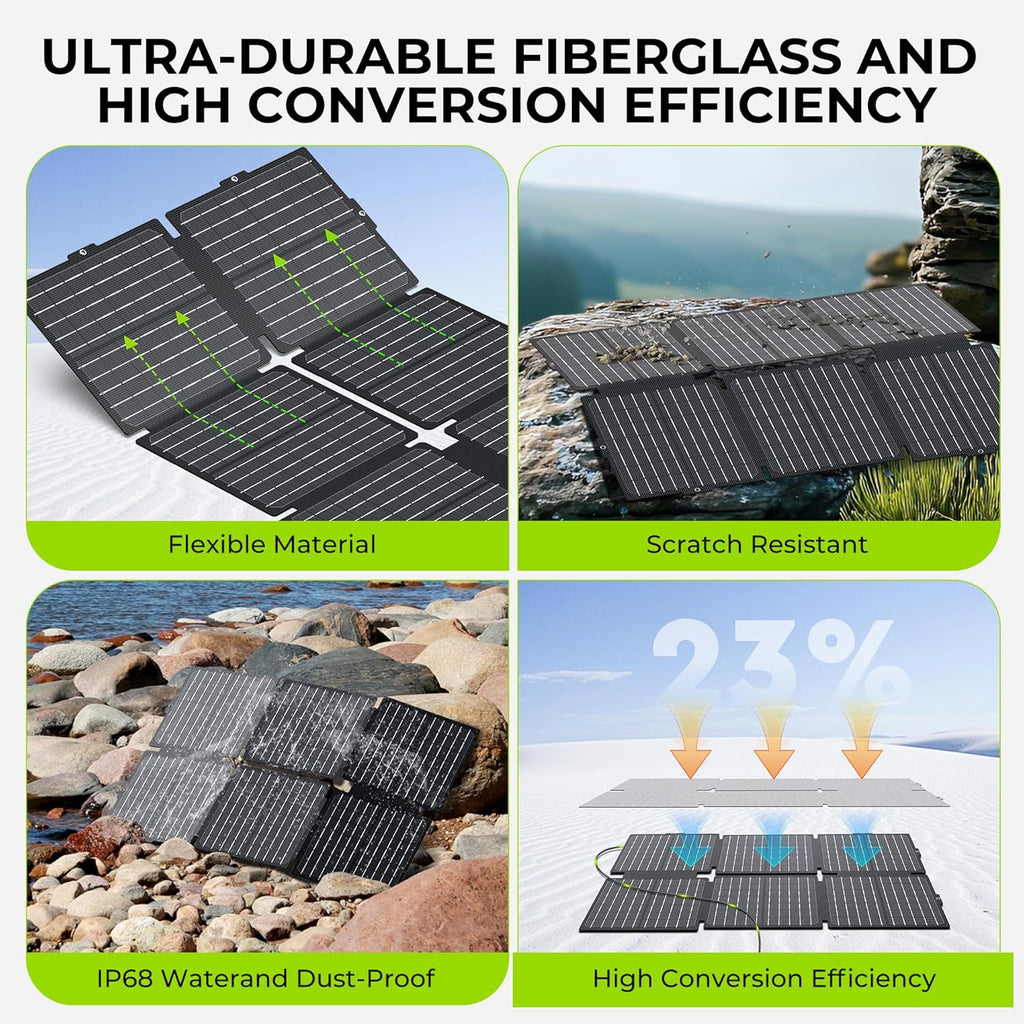 Portable Solar Generator, 300W Portable Power Station with Foldable 60W Solar Panel, 110V Pure Sine Wave 296Wh 80000mAh Lithium Battery Pack for Home Use RV Van Outdoor Camping-Panel included