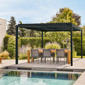 Backyard Discovery Sarasota 16' x 10' Galvanized Steel Louvered Pergola Kit with Adjustable Roof, Shade, Rain Protection, High-Wind Rating, Gutter System for Outdoor Patio, Garden, Deck, Entertaining