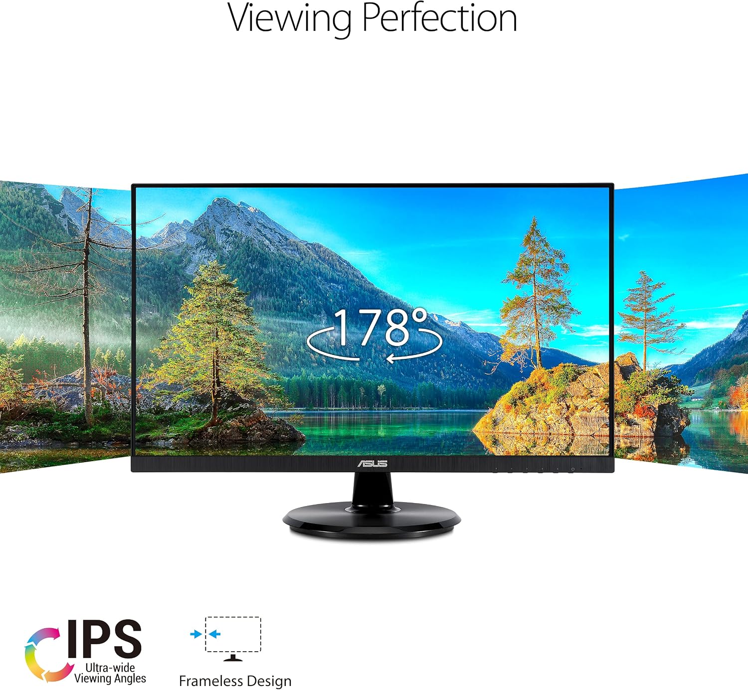 ASUS 23.8' 1080P Monitor (VA24DCP) - Full HD, IPS, 75Hz, USB-C 65W Power Delivery, Speakers, Adaptive-Sync/FreeSync, Low Blue Light, Flicker Free, VESA Mountable, Frameless, HDMI