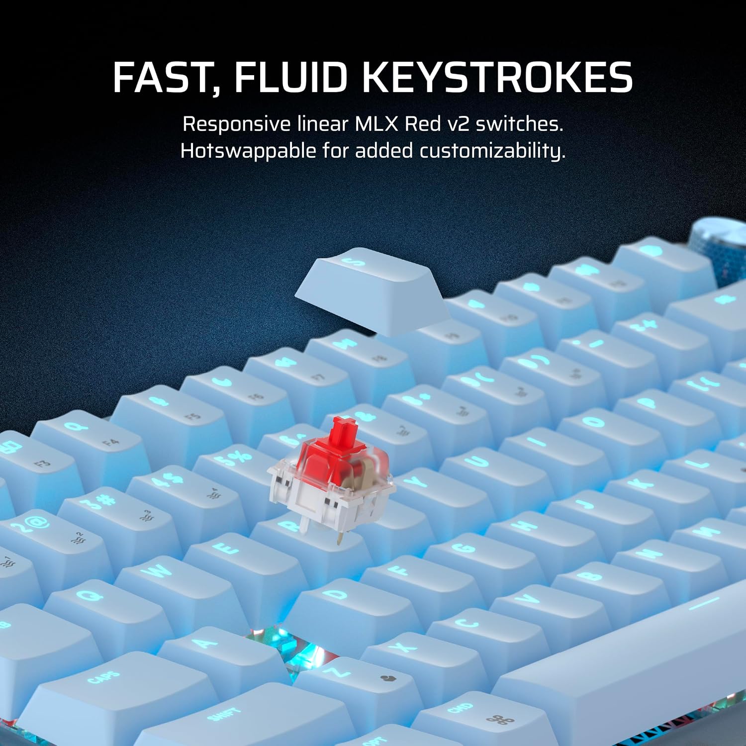 Corsair K65 Plus Wireless 75% RGB Hot-Swappable Mechanical Gaming Keyboard for Mac and iPad – Pre-Lubricated MLX Red v2 Linear Switches, Sound Dampening – QWERTY NA Layout – Frost White