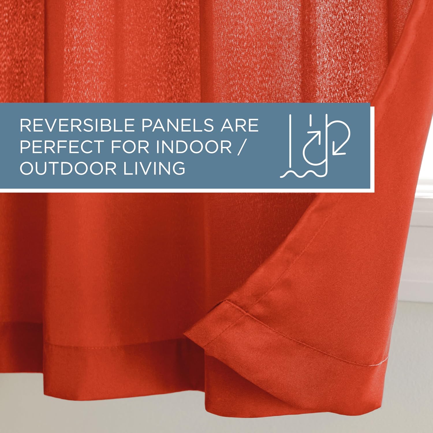 TOWN & COUNTRY BASICS Cabana Solid Heavyweight Indoor Outdoor Curtains, Light Filtering Opacity with Grommet Top, Water Repellent, 54'x84', Mecca Orange (Pack of 12)