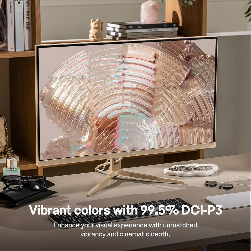Pixio PX27U Wave Beige 27 inch 160Hz Refresh Rate 4K 3840x2160p Resolution Fast IPS Panel 1ms GTG Response Time Black Tilt Adjustable Gaming Monitor with Adaptive Sync