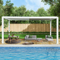 Domi Louvered Pergola 10×16 FT, Outdoor Aluminum Pergola with Adjustable Rainproof Roof and Drainage System, Metal Pergola Gazebo for Patio, Deck, Backyard, White