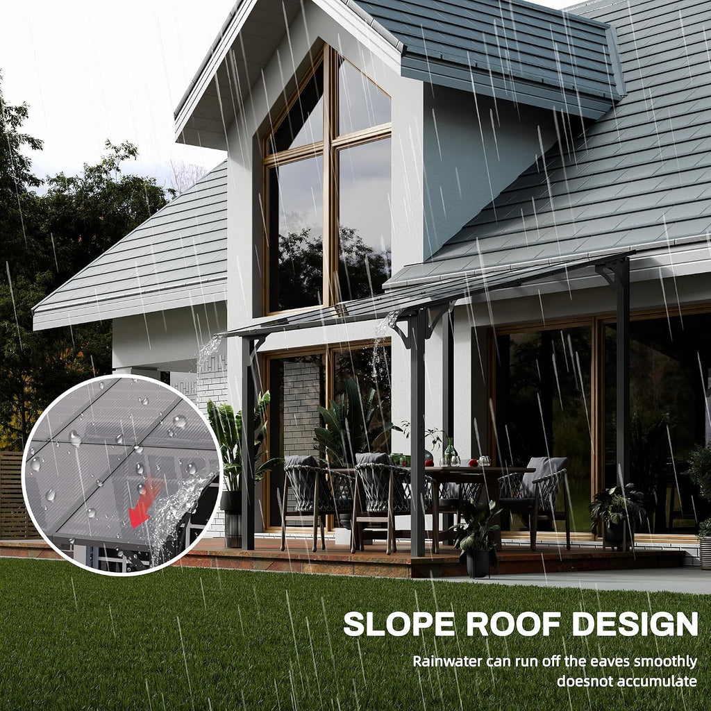 JY QAQA 8x10FT Outdoor Pergola, Gazebo Pergola with Sloped Roof, Large Wall Mounted Heavy Duty Awning for Patio, Deck, Backyard Outdoor pergola