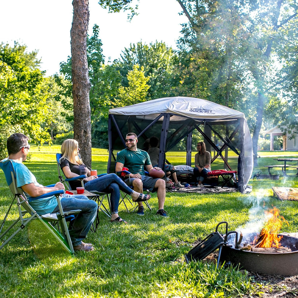 CLAM Quick-Set Pop Up Screen Tent, Escape, 11.5 ft, Instant Setup Slate Blue Outdoor Gazebo Canopy Shelter, 6-Person Bug-Free Camping Tent for Patio, Backyard, Tailgating - Slate Blue