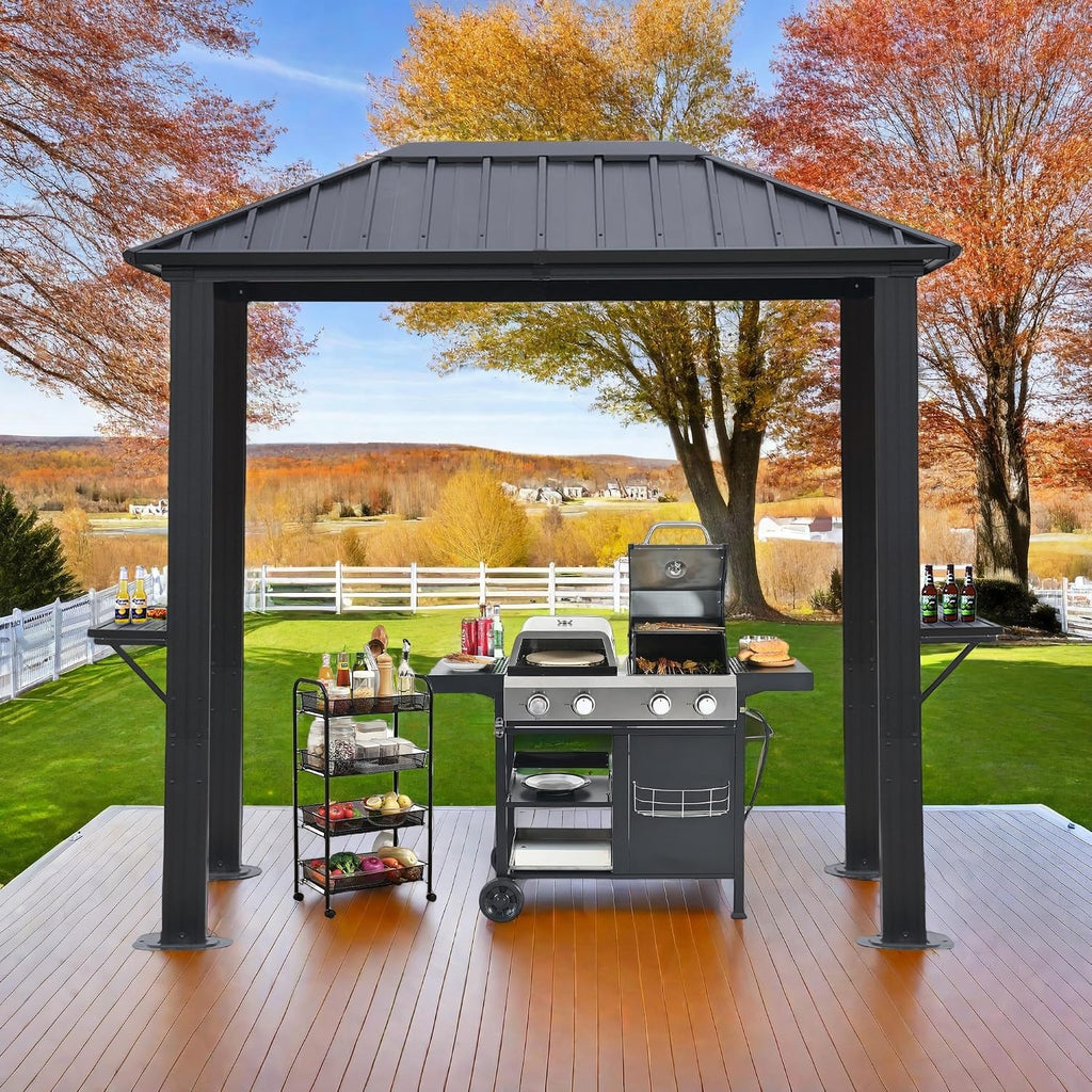 Endark 8'x5' Outdoor Hardtop BBQ Gazebo, Single Roof Design with Aluminum Structure and Galvanized Steel Roof, Great for Patio and Backyard