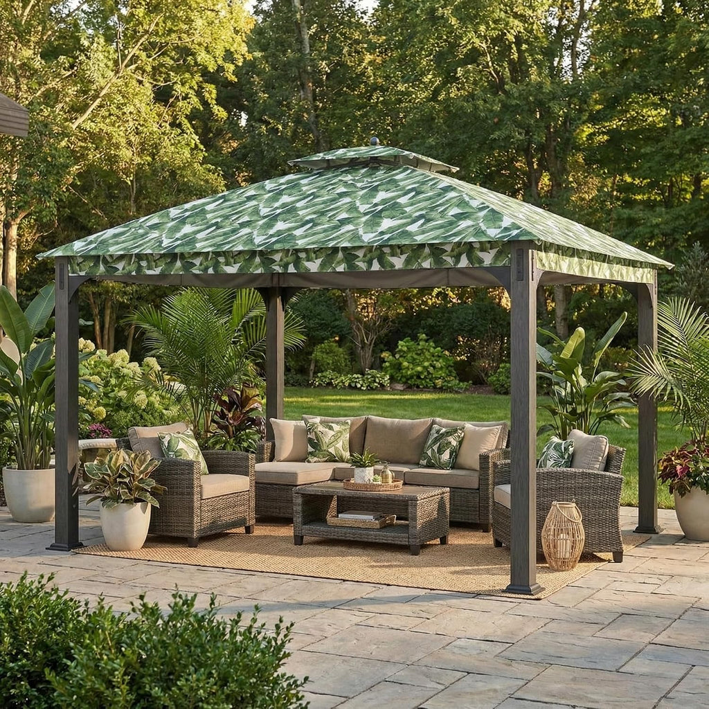 Garden Winds Durable 350 Replacement Canopy Top Compatible with Shadow Creek 10' x 12' Gazebo Model L-GZ1140PST - Palm