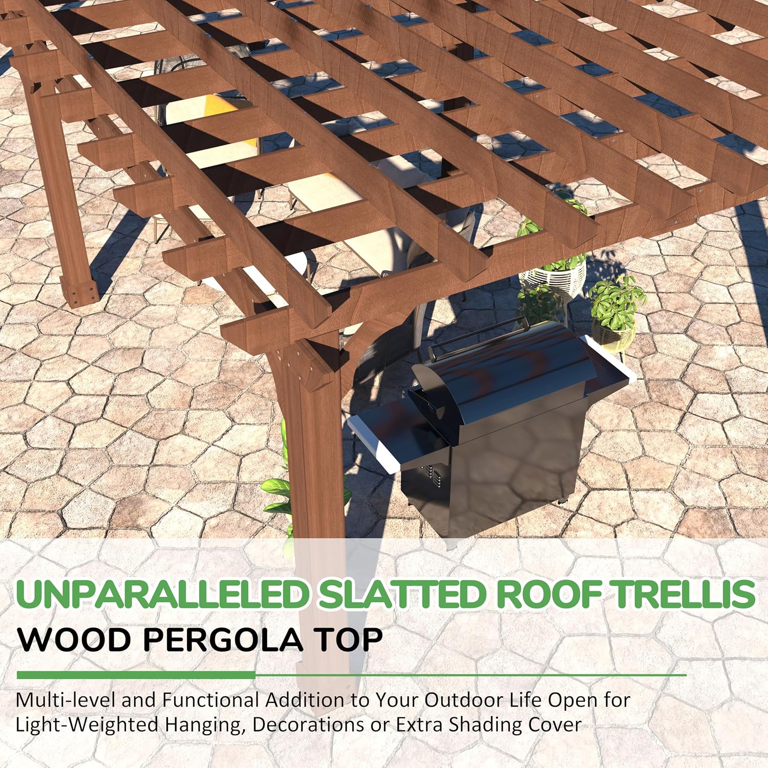 MUPATER 12'x24' All Cedar Wood Pergola, Wooden Pergola Kit with Stakes, Quality Supported Structure, Snow and Wind Resistant, Year-Round Resilience, Outdoor Shade for Backyard, Deck, Lawn, Patio