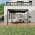 GarveeLife Pergola With Independent Adjustable Rainproof Roof, Louvered Pergola 10x12 for Deck Garden Backyard, Outdoor Aluminum Pergolas With Adjustable Top