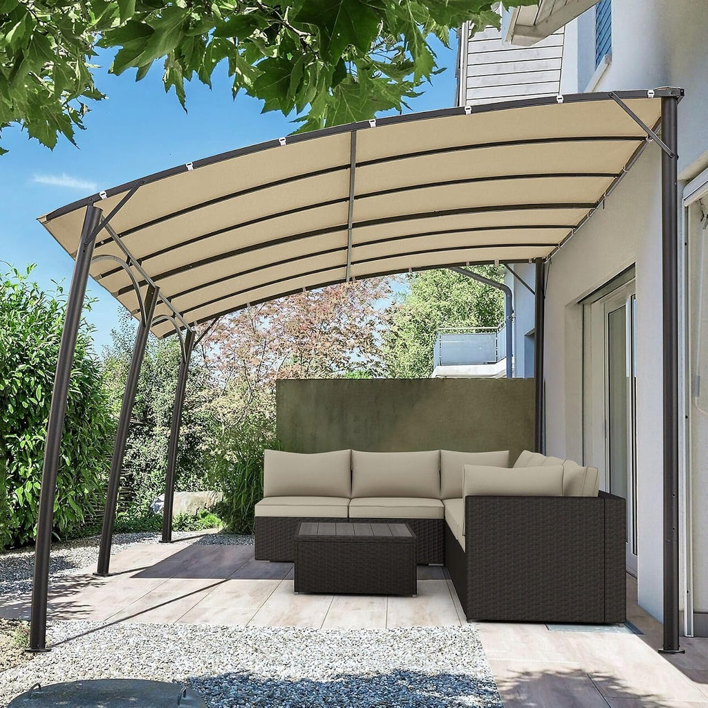 AECOJOY 13'x10' Patio, Wall Mounted UV Block Sunshade Porch Awning Canopy Outdoor, Pergolas and Gazebos on Clearance, Patio Awnings for Porch, Backyard (White)