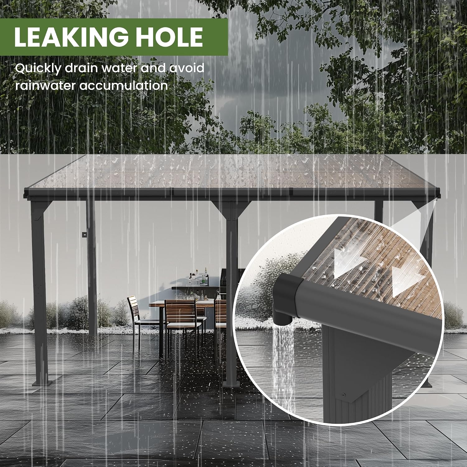 10 * 12FT Pergola,4 * 5 Inch Thickened Pillars & Enlarged Base,Outdoor Hardtop Lean to Gazebo,Wall Mounted Pergola,Pergolas Gazebos Clearance,Aluminum Frame Pergola,UV Resistant Patio Roof