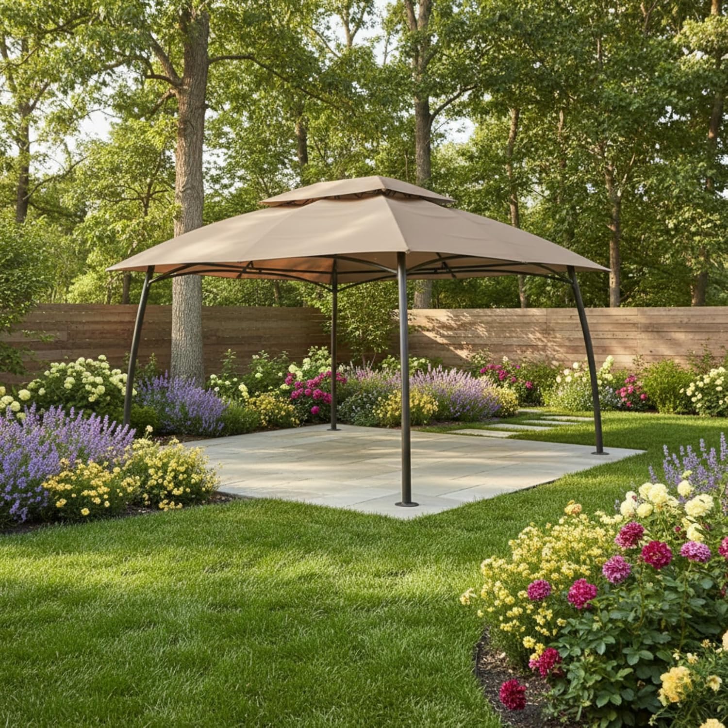 Garden Winds Reinforced RipLock 350 Replacement Canopy Top Cover Compatible with Barton 10' x 13' Gazebo Model 96139H - Beige