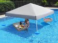 SUNJOY Floating Pool Canopy with Add-on Wicker Floating Tray 24x24 in & 36x24 in,Grey