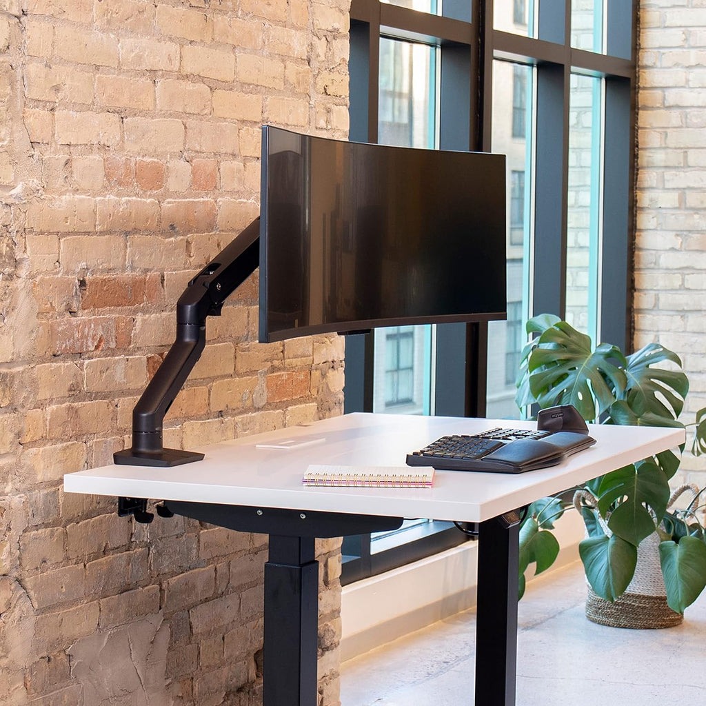 Ergotron – HX Premium Heavy Duty Monitor Arm, Single Monitor VESA Desk Mount – for Flat or Slight Curved Ultrawide Monitors Up to 49 inches, 20 to 42 lbs – Standard Pivot, Matte Black